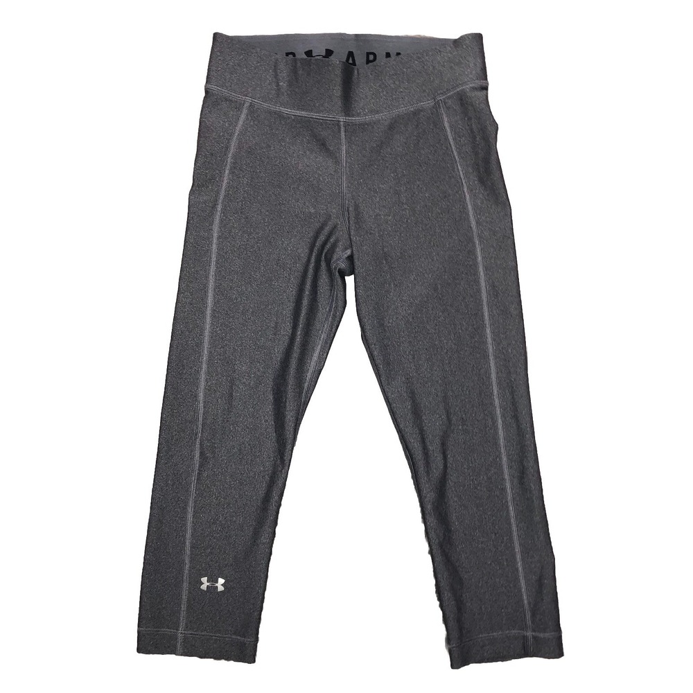 Under Armour Capri Leggings Women's S Gray Heatgear Compression Gym Workout 18"